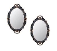 Eaoundm Specchio decorativo ovale da parete, 36,8 x 25,4 cm, stile vintage, da appendere (marrone, 2 pezzi)
