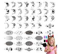 EAPIKON 48 Stencil per Pittura del Viso con 4 Spugnette da Dito, Modelli Riutilizzabili per Trucco Viso e Corpo, Stencil Tatuaggi Temporanei per Halloween Carnevale Feste Mascherata Bambini Adulti