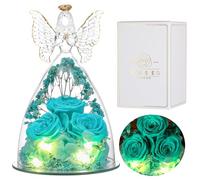 Eaprala Tre Rose Eterna in Vetro Figurine Angelo, Regalo Compleanno per Donne, Regalo Angelo per Lei in Occasione Dell'anniversario, Natale, San Valentino, Festa Della Mamma.Blu Acqua