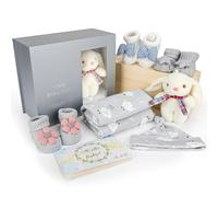 EAQ Regalo Neonati Neonato per Bimba e Maschio-100% Cotone Swaddle Neonato, cappello da bambino,calzini per bambini, Set da Regali Nascita (coniglio)