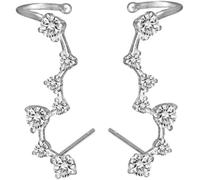 Ear Climber Sterling Silver Cristalli Polsini Dell'orecchio Crawler Orecchino Gioielli per Le Donne, Polsini Dell'orecchio Crawler, Set di Orecchini Clever And Attractive