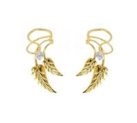 Ear Cuff Artigianali da Donna in Argento Sterling 925 Placcati Oro 18K con Moissanite, Design Foglia Regolabile, Gioielli Moda Senza Piercing