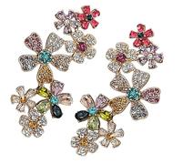 Ear Cuff con fiori di cristallo colorati, Ear Cuff con fiori di cristallo da donna - Orecchini a clip non piercing scintillanti come regalo (1 Pair-A)