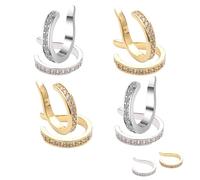 Ear Cuffs & Clips for Women, Non Piercing Clip On Earrings, Adjustable Thin Chunky Wrap Cartilage Cuff For Women Men Adults (4PCS)