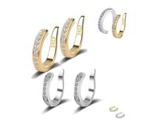 Ear Cuffs Non-Piercing Earrings for Women, Non Tarnish Clip Trendy Earrings,Ear Corrector Clips, Cute Small Clip-On Cartilage Earring, Cartilage Jewelry Gift (Silver+Gold)