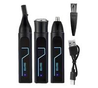 Ear & Nose Hair Trimmer | Rechargeable Precision Trimmer with Powerful Motor | Waterproof Detail Trimmer with Rinsable, Interchangeable Heads for Eyebrows, Neckline, and Grooming