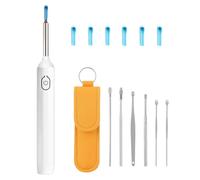 Ear Wax Removal, Ear Cleaner, Ear Wax Removal Kit with 6 Silicone Sleeves & Earspoons Set, Kids Adults Soft Cleaning Gift, Compatible with Smart Phones (white)
