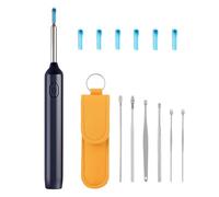 Ear Wax Removal, Ear Cleaner, Ear Wax Removal Kit with 6 Silicone Sleeves & Earspoons Set, Kids Adults Soft Cleaning Gift, Compatible with Smart Phones (black)