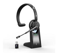 Earbay Cuffie wireless Bluetooth con dongle USB e base di ricarica, cuffie wireless con microfono con cancellazione del rumore, cuffie per PC con pulsante mute, per telefoni/Skype/Zoom/ufficio