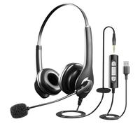 Earbay USB Cuffie con Microfono, 3,5mm Cuffie PC con Cancellazione del Rumore Microfono, Cuffie con Microfono per PC per Cellulare, Skype, Zoom MS Team, Webinar, Call Center