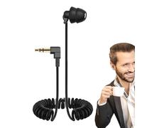 Earbud singolo - cuffia mono, auricolare singolo da 35 cm - Filo a molla estensibile auricolare in -ear da 3,5 mm, suono chiaro, riduzione del rumore, ideale per chiamate, musica e ascolto a un erra