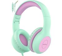 EarFun Cuffie Bambini Cablate con Microfono, 85/94dB Volume Limited, Funzione di Condivisione, Cuffie Over-Ear Pieghevoli e Regolabili con Jack 3.5mm per Scuola/Viaggio, Verde-Viola