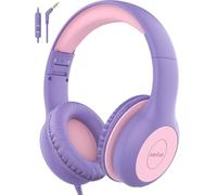 EarFun Cuffie con Filo per Bambini con Mic, Limitatore di Volume 85/94 dB, Jack 3,5 mm, Condivisione Audio, Suono Stereo, Archetto Regolabile, Pieghevoli, per Scuola, Viaggi e Smartphone, Viola Rosa