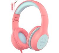 EarFun Cuffie con Filo per Bambini con Mic, Limitatore di Volume 85/94 dB, Jack 3,5 mm, Condivisione Audio, Suono Stereo, Archetto Regolabile, Pieghevoli, per Scuola, Viaggi e Smartphone, Rosa Blu