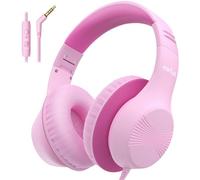EarFun Cuffie per bambini sovrauricolari pieghevoli con microfono, limite di volume sicuro di 85/94 dB, suono stereo HD, jack da 3,5 mm, per scuola/viaggio/ragazzi/ragazze/adolescenti/tablet/pad, rosa