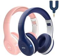 EarFun K2 Cuffie Bluetooth Bambini Wireless Over-Ear, 2 Pezzi, Blu&Rosa | Limitatore di Volume 85/94 dB, 40 Ore di Autonomia, Pieghevoli e Regolabili per Scuola/Tablet/Viaggio, Bluetooth 5.4