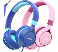 EarFun S1, Cuffie per Bambini Cablate Pieghevoli, Limite di Volume 85dB, Suono Stereo, Archetto Regolabile, Cuffie On-Ear Leggere e Portatili per Scuola/Viaggi/Bambini/Bambine/PC/Tablet, Rosa e blu