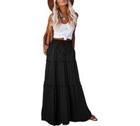EARKOHA Maxi gonna da donna Boho 2026 da crociera estiva casual a vita alta cravatta fluida gonna lunga con tasche per vacanze al mare, A-nero, M