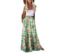 EARKOHA Maxi gonna da donna Boho 2026 da crociera estiva casual a vita alta cravatta fluida gonna lunga con tasche per vacanze al mare, Stampa Irlanda, XL