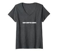 Early Adopter Sempre Maglietta con Collo a V, Donna, Grigio Scuro, L