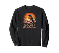 Early Bird Gets Best View Bluebird Sunset Design Felpa