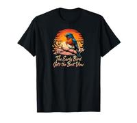 Early Bird Gets Best View Bluebird Sunset Design Maglietta