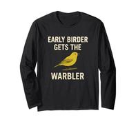 Early Birder ottiene il Warbler - Umorismo birdwatching Maglia a Manica