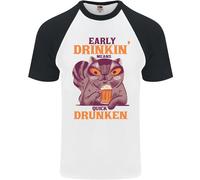 Early Drinkin' Quick Drunken Funny Beer Alcohol Uomo S/S Baseball T-Shirt
