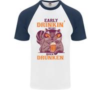 Early Drinkin' Quick Drunken Funny Beer Alcohol Uomo S/S Baseball T-Shirt