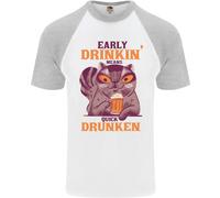 Early Drinkin' Quick Drunken Funny Beer Alcohol Uomo S/S Baseball T-Shirt