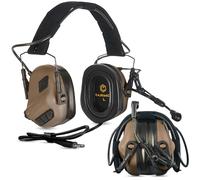 Earmor M32 PLUS 2024 Varsion - Cuffie tattiche per caccia e tiro con microfono, amplificazione acustica, rivestimento Nato TP120, colore: Verde, 2. marrone, Taglia unica