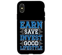 Earn Save Invest Good Lifestyle Finance Budget Money - Custodia per iPhone X/XS