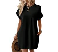 Earnmore Abito T-Shirt a Maniche Corte, Abiti Estivi da Donna a Maniche Corte con Tasche Abito T-Shirt Semplice e Solido con Tasche