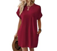 Earnmore Abito T-Shirt a Maniche Corte, Abiti Estivi da Donna a Maniche Corte con Tasche Abito T-Shirt Semplice e Solido con Tasche