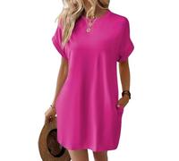 Earnmore Abito T-Shirt a Maniche Corte, Abiti Estivi da Donna a Maniche Corte con Tasche Abito T-Shirt Semplice e Solido con Tasche