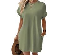 Earnmore Abito T-Shirt a Maniche Corte, Abiti Estivi da Donna a Maniche Corte con Tasche Abito T-Shirt Semplice e Solido con Tasche