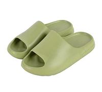 Eogrokerr - Ciabatte super morbide antiscivolo, spesse, per la casa, aperte sul davanti, ciabatte per bagno, ciabatte con plateau, sandali per ambienti interni ed esterni, Verde scuro, 7 UK