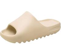 Eogrokerr - Ciabatte super morbide antiscivolo, spesse, per la casa, aperte sul davanti, ciabatte per bagno, ciabatte con plateau, sandali per ambienti interni ed esterni, Beige, 5.5 UK