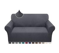 Earnmore copridivano impermeabile a 2 posti, spesso, elasticizzato, per cani e gatti. Protezione antiscivolo con bastoncini in schiuma. Per il soggiorno (2 sedute, colore grigio)