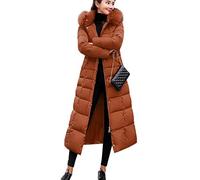 Earnmore Donna Piumino Cappotto Lungo Imbottito Inverno Cappotto con Cappuccio Elegante Giacca Lungo Caldo Leggero Piuma Cotone Outwear Invernale Parka Cappotti da Donna