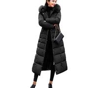Earnmore Donna Piumino Cappotto Lungo Imbottito Inverno Cappotto con Cappuccio Elegante Giacca Lungo Caldo Leggero Piuma Cotone Outwear Invernale Parka Cappotti da Donna