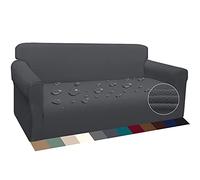 Earnmore Fodera per divano super spessa da 1 pezzo Copridivano idrorepellente con protezione per mobili dal design jacquard di ultima generazione con fascia elastica(3 Posti, grigio)