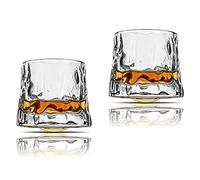 Earnmore - Set di 2 bicchieri da whisky a forma di decompressione girevoli, stile antico,bicchieri da whisky da bar, bicchieri da whisky, stile borbonico per scotch, rum (trama del martello, 255ml)