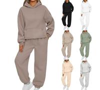 Earnmore Tuta da donna per il tempo libero con cappuccio, set tuta da jogging da donna, tuta per il tempo libero,felpa con cappuccio a maniche lunghe, tuta da donna per il tempo libero (M,Kaffee)