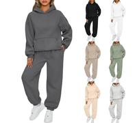 Earnmore Tuta da donna per il tempo libero con cappuccio, set tuta da jogging da donna, tuta per il tempo libero,felpa con cappuccio a maniche lunghe, tuta da donna per il tempo libero (S,Dunkelgrau)