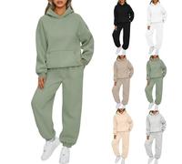 Earnmore Tuta da donna per il tempo libero con cappuccio, set tuta da jogging da donna, tuta per il tempo libero,felpa con cappuccio a maniche lunghe, tuta da donna per il tempo libero (L,Grün)