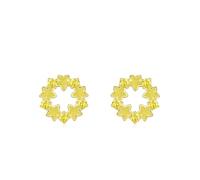 Earrings Elegant, Ohrringe Gelb Blume mit Rundschliff Gelb Zirkonia 925 Silber Geschenke Damen