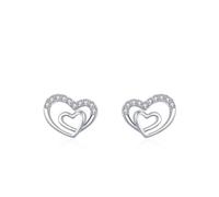 Earrings For Women 925, Earrings For Women Silber Herz mit Rundschliff Weiß Zirkonia Geschenk Hochzeit