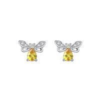 Earrings For Women Set, Ohrstecker Set Boho Silber Gelb Biene mit Gelb Zirkonia 925 Silber