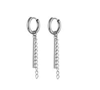 Earrings - Orecchini a cerchio da uomo, in acciaio inox, con bar, per la festa della mamma, Stil 1, Acciaio inossidabile, Nessuna pietra preziosa